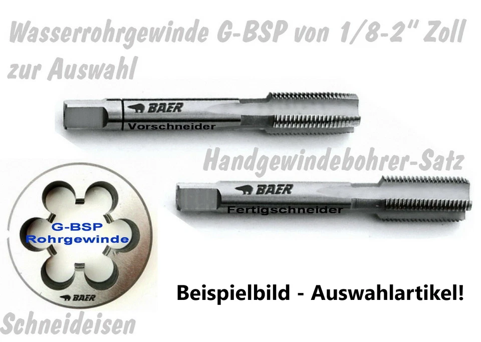 Gewindebohrer Schneideisen Baer Gewindeschneider Zoll G Rohr BSP HSS Auswahl Set