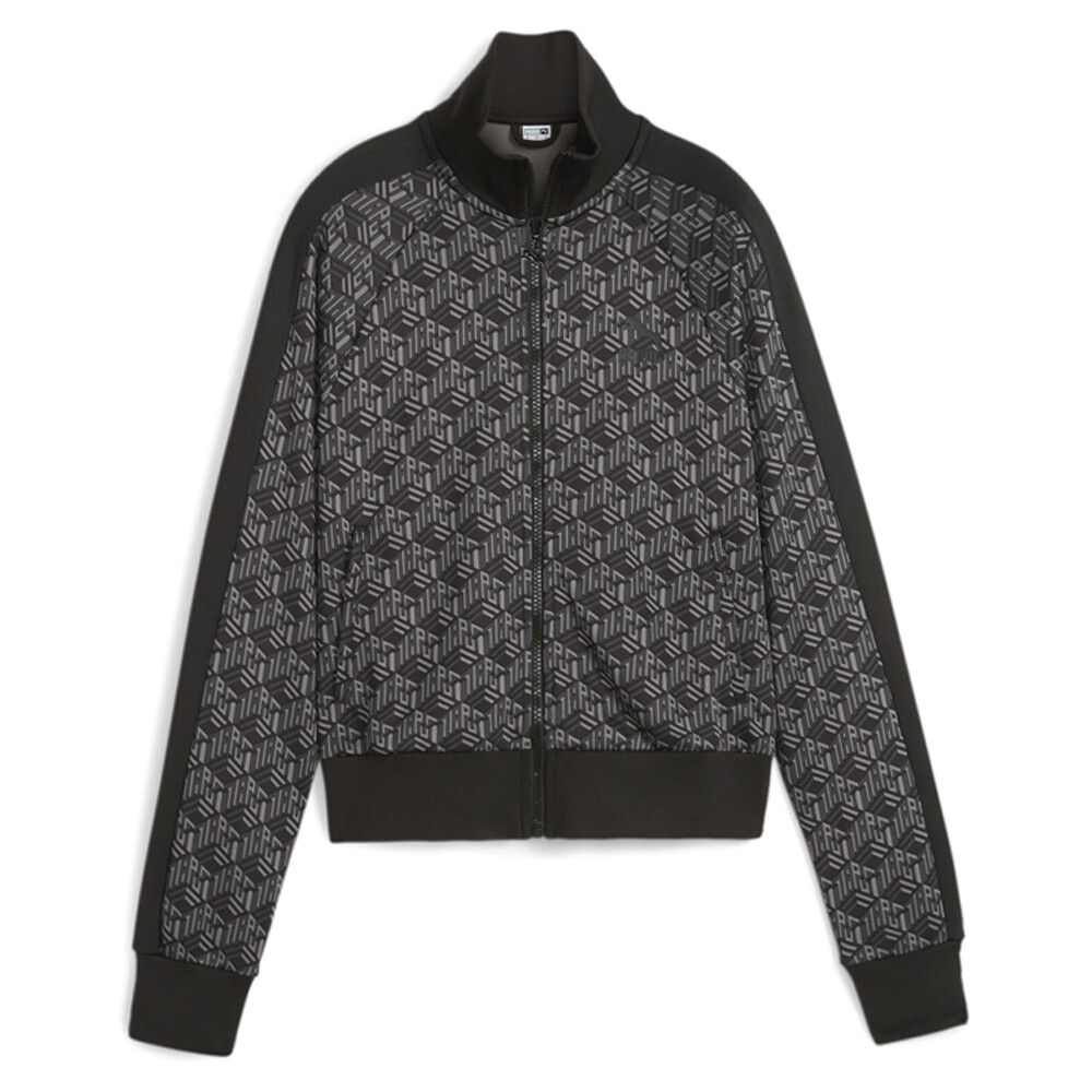 Спортивная куртка Puma T7 Graphic на молнии Женская черная, серая Повседневная спортивная верхняя одежда