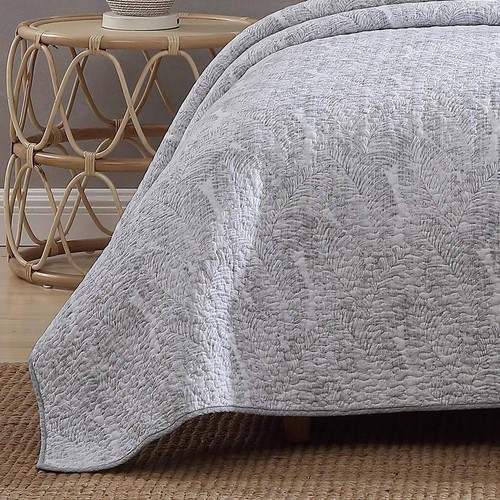 Tommy Bahama Quilt/Coverlet Bedding Twin Linen Cotton Botanical Polyester Gray - Picture 5 of 9