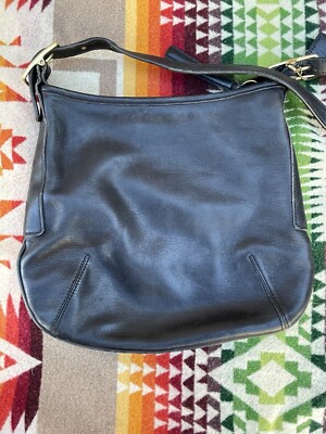 Vintage Coach Black Leather Court Saddle Bag | eBay