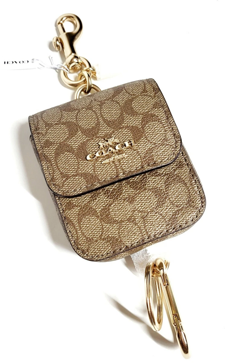 Coach Outlet Women's Mini Saddle Bag Charm In Signature Canvas - Gold/light Khaki Multi