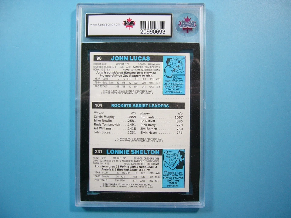 1980 1980/81 TOPPS NBA BASKETBALL CARD #96 104 231 LONNIE SHELTON KSA 8.5 GL - Image 2 of 3