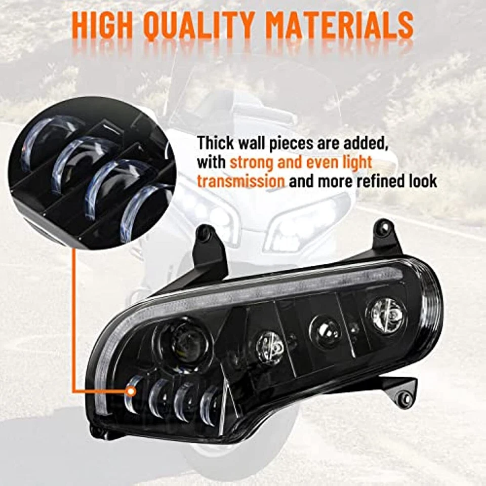 LED Headlight H/L Beam Blinking Turn Signal for Honda GoldWing GL1800 2001-2017 - Image 4 of 4