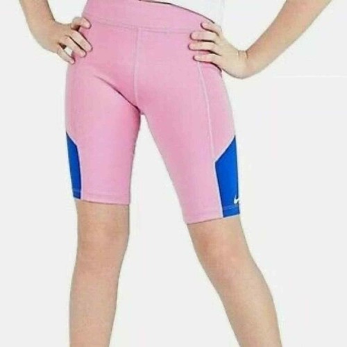 Nike Girl's Dri-Fit Compression Biker Shorts in Pink Blue Size Youth Medium - Picture 2 of 7