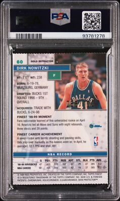 1999 FINEST GOLD REFRACTOR #60 DIRK NOWITZKI 68/100 PSA 10 | eBay