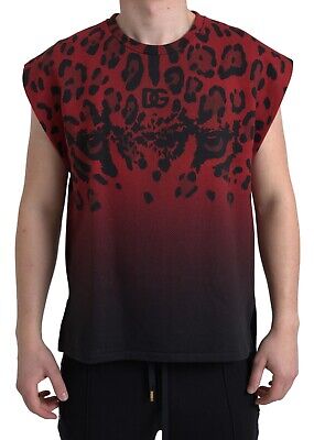 刺激的◇Print Tシャツ◇Dolce & Gabbana DOLCE & GABBANA T-shirt Red Leopard Cotton Sleeveless Tank