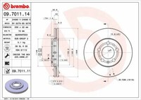 2X Brembo 09.7011.11 Bremsscheibe Vorne FüR Audi Seat Skoda Vw