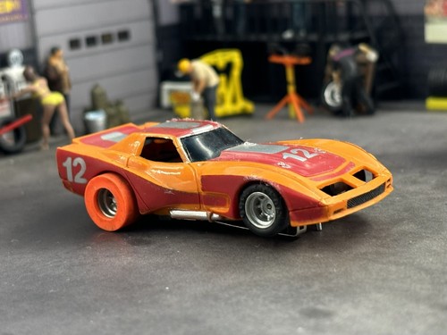 Aurora Afx Magna Traction Greenwood Corvette GT Orange #12 Tested & Runs - Picture 5 of 13