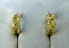 1.50CT Round Green Peridot Huggie Hoop Earrings In 14k Yellow Gold Plated Silver
