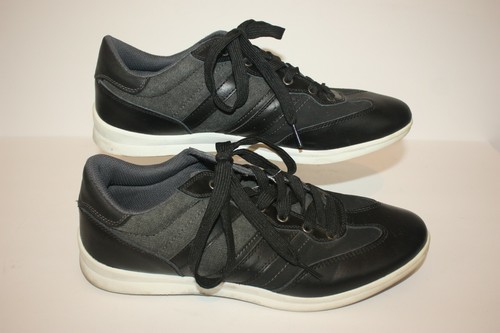Perry Ellis America Men's Tesla Black Leather Gray Canvas Trim Sneakers Sz 10.5 - Picture 6 of 8