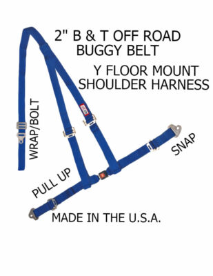 RJS RACING 2''BUGGY OFF ROAD SEAT BELT 3 POINT B&T Y HARNESS BLUE SNAP 4000603