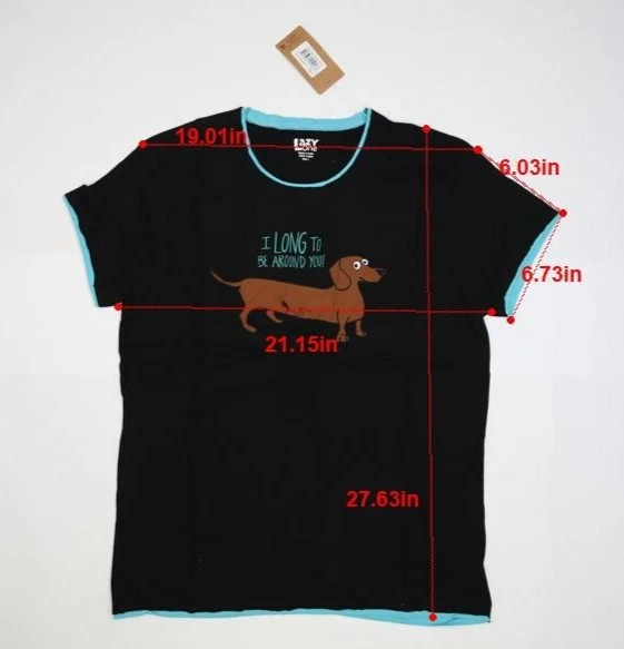 Camisa de pijama divertida LazyOne I Long to Be Around Your Dachshund perro para mujer grande Foto 2 de 4
