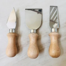 Cheese Board Spread Knives Wooden Handle Set of 3 Gatherings Party