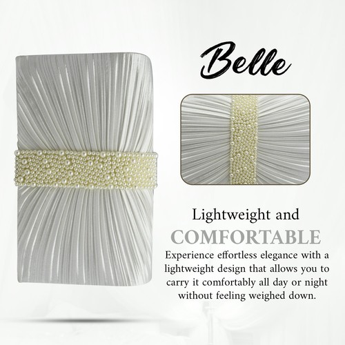 Damen Satin Plissee Clutch Tasche | Elegante Hochzeit & Abend Handtasche | Damen Party - Bild 50 von 51