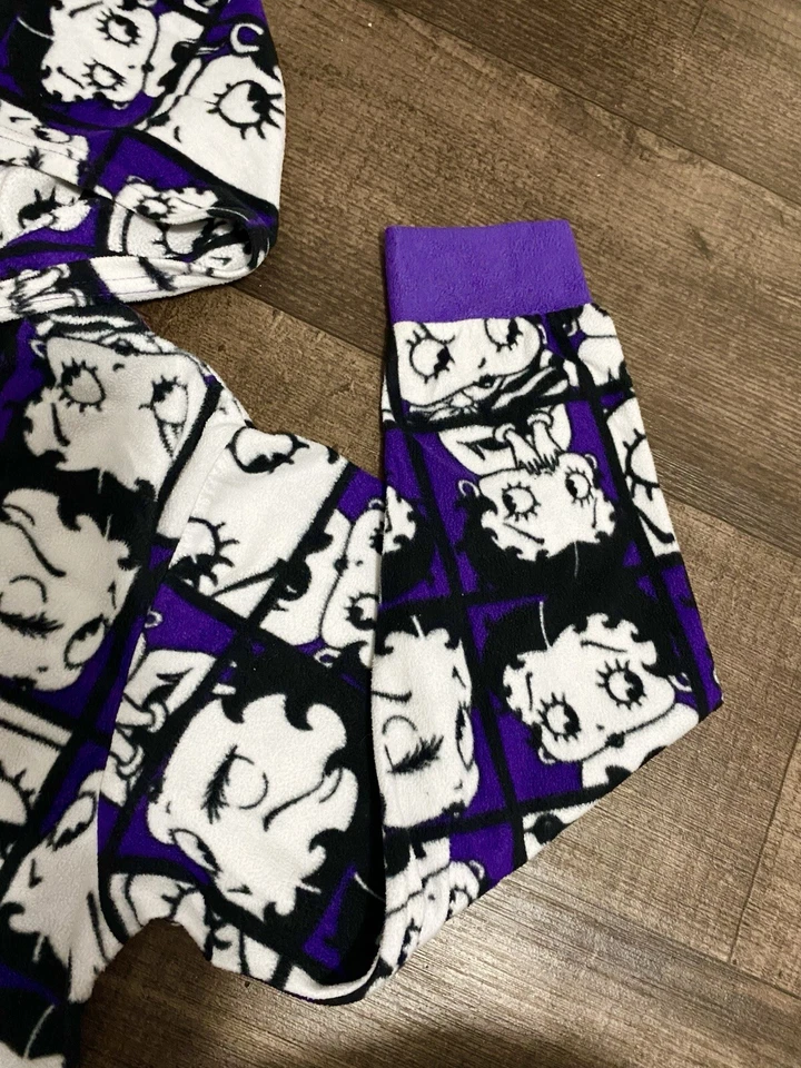 BETTY BOOP Women’s Black/Purple Hoodie Pajama Size L. - Image 4 of 4