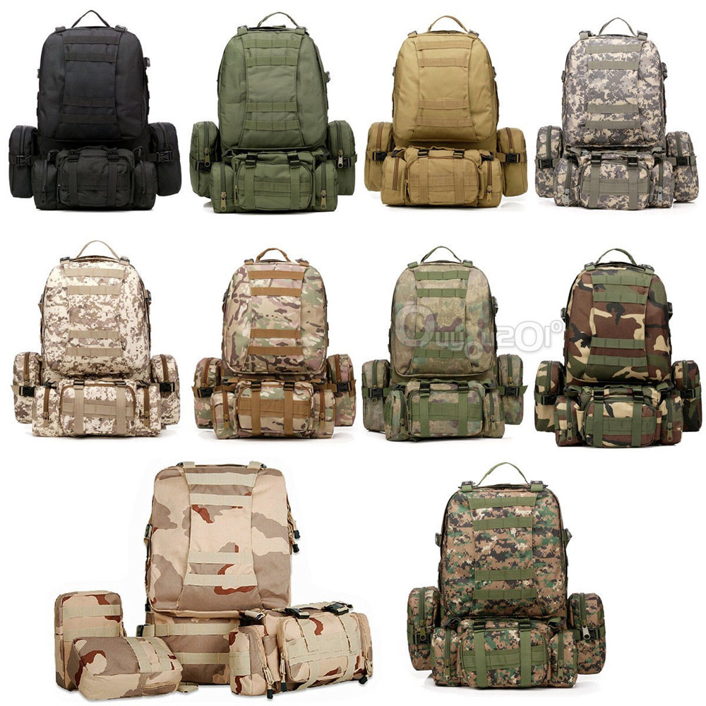 Camping & Hiking Backpack Large Rucksack Detachable Bags Military Molle Pouch