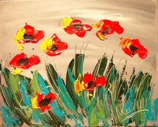 FLOWERS   Modern Abstract   Original Oil Painting  IMPRESSIONIST CANADA  H9Y9T