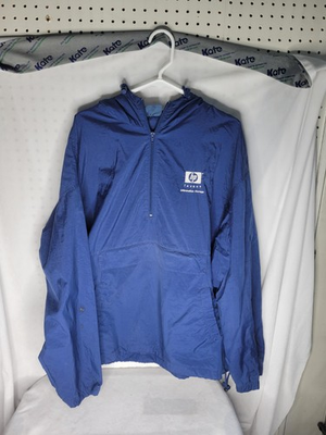 #ad Vintage HEWLETT PACKARD Jacket Adult XL Blue HP INVENT Pullover Windbreaker 90s $14.91