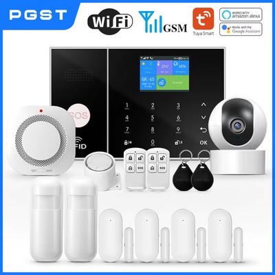 PGST Smart Life Alarm System für Zuhause WIFI GSM Sicherheitsalarm Host mit Tür
