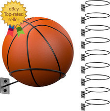 10 Pcs Ball Storage Holder Wall Mount Metal Basketball Display Rack Sports Room