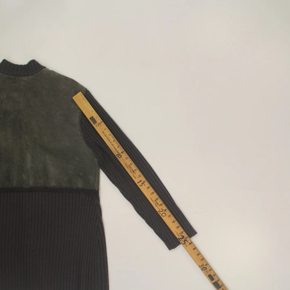 Jaqueta cardigã feminina JJill de couro mistura de lã tamanho grande alta cinza - Imagem 4 de 4