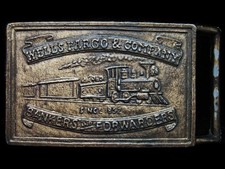 KE13144 VINTAGE 1970s  WELLS FARGO  COMPANY SINCE 1852  BRASSTONE BELT BUCKLE