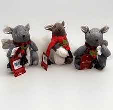 Red Shed Weighted Felt Squirrel & Mouse Trio Farmhouse Plush Christmas Decor NWT