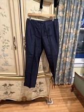 Escada Navy Silk Side Zip Slacks 42