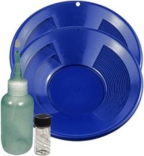 Sluice Monkey 12"  10" Blue Gold Pans Panning Kit with Sniffer  Vial