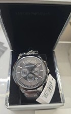 NEW EMPORIO ARMANI MENS WATCH AR2461 BLACK DIAL & BLACK LEATHER STRAP GENUINE