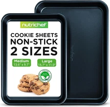 Nutrichef 2-Piece Baking Sheet Non Stick - Premium Carbon Steel Cookie Sheets fo