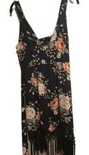 This Pretty Little Thing Floral fringe-tassel dress with a plunging V-neck& sash