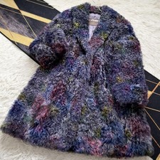Extremely Rare Design Tibetan Lamb Purple Fur Coat Lightweight XL Size