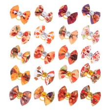  20Pcs Ribbon Pet Hair Decors Thanksgiving Dog Hair Bow Rubber Bands for Dog