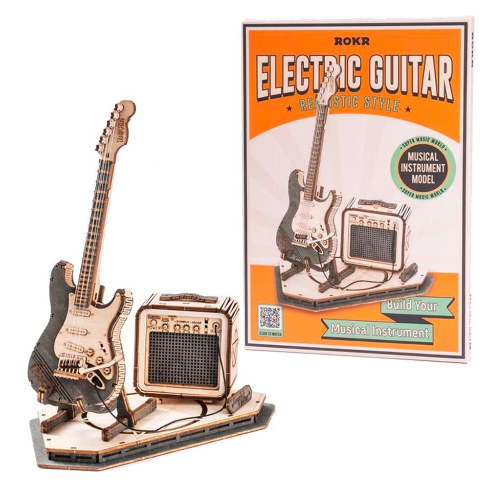 Robotime Electric Guitar 3D Wooden Puzzle 140 Pieces Model Kit - Image 3