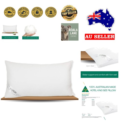 Luxury Australian Made King Size Pillow with 4cm Support Wall - White