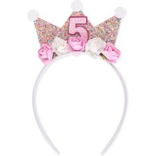 Glitzer Haarbänd Prinzessin Krone mit Zahl 5...