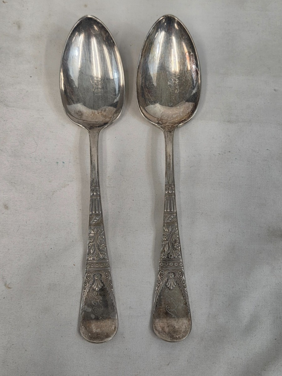 2 VTG Pair 1847 Rogers Bros XII serving spoons 8.5” long LORNE
