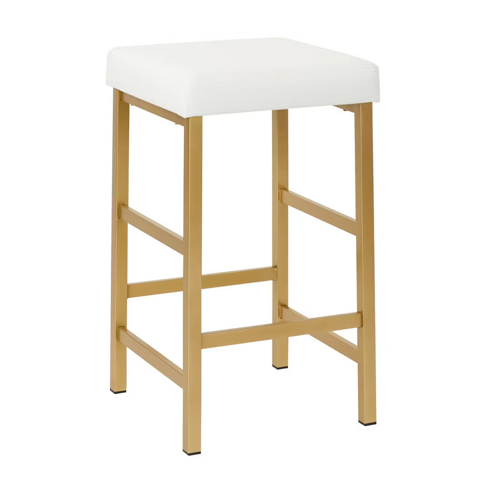 26 Gold Backless Counter Height Barstool White - OSP Home Furnishings Vinyl 15990₽