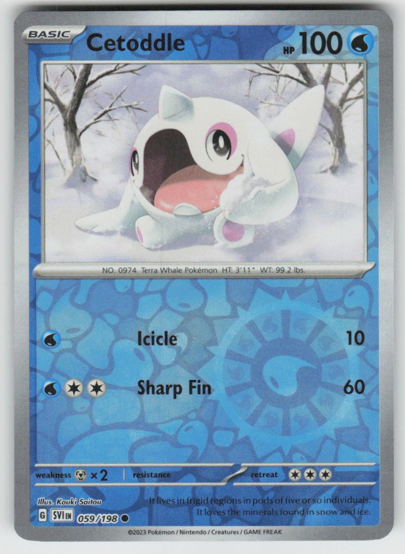 Cetoddle 059/198 Common Scarlet & Violet Pokemon Reverse Holo Near Mint