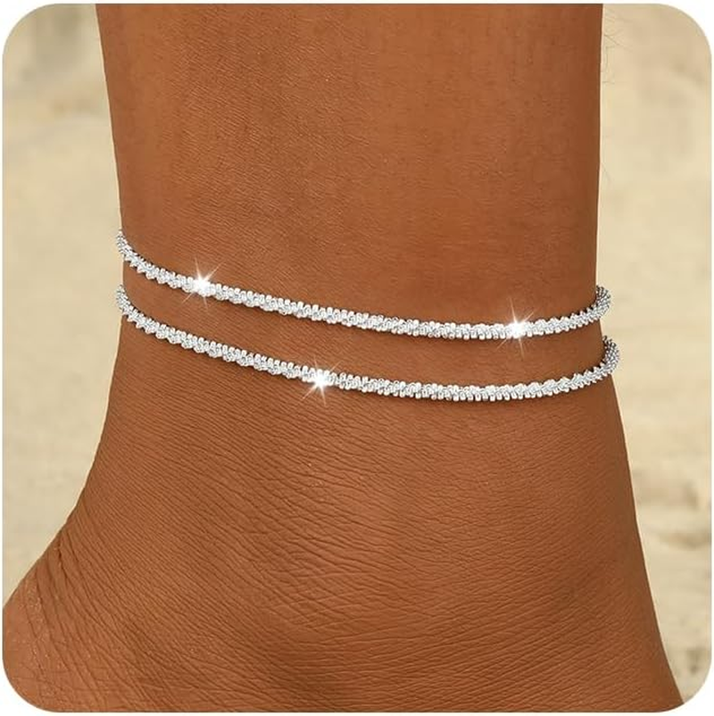 Sterling Silver 925 Anklet Bracelet for Women Elegant Sliver Plated Ankle Chain
