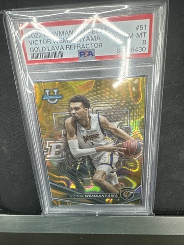 2022 Victor Wembanyama Bowman Univ Gold Lava Ref /75 PSA 8 Spurs Basketball