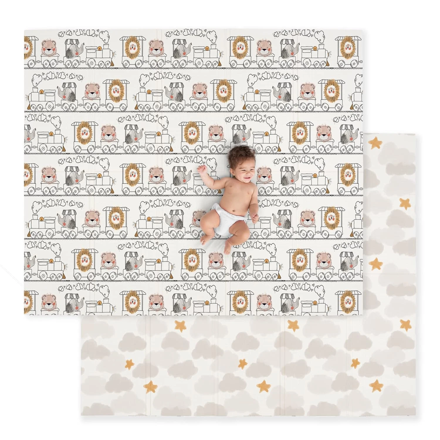 JumpOff Jo Baby Play Mat, Foam Padded, Foldable, Large, Zoo Train, (70"x 59")
Opens in a new window