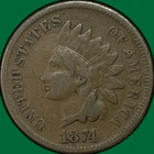 1874 Indian Head Cent Fine F Coin #41623