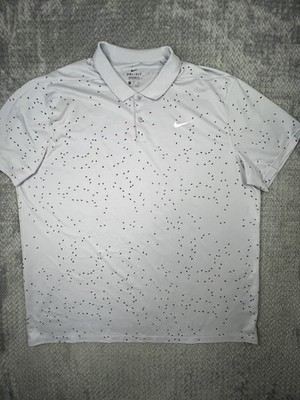 Nike Dri Fit Micro Floral Golf Tour Photon Dust Back Swoosh Check Polo Shirt 2XL