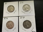 1951P, 1951D(2), 1951S, WASHINGTON QUARTERS 90% SILVER CIRCULATED 4 COINS