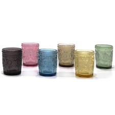 Set 6 bicchieri vetro colorato boho vintage barocco acqua casa ristorante 30 cl