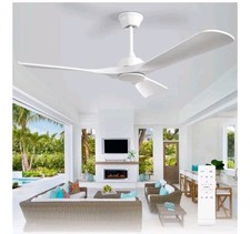 Ceiling Fan Without Light 52" 3 Blades Outdoor Fan eith Remote Control, 6 Speed