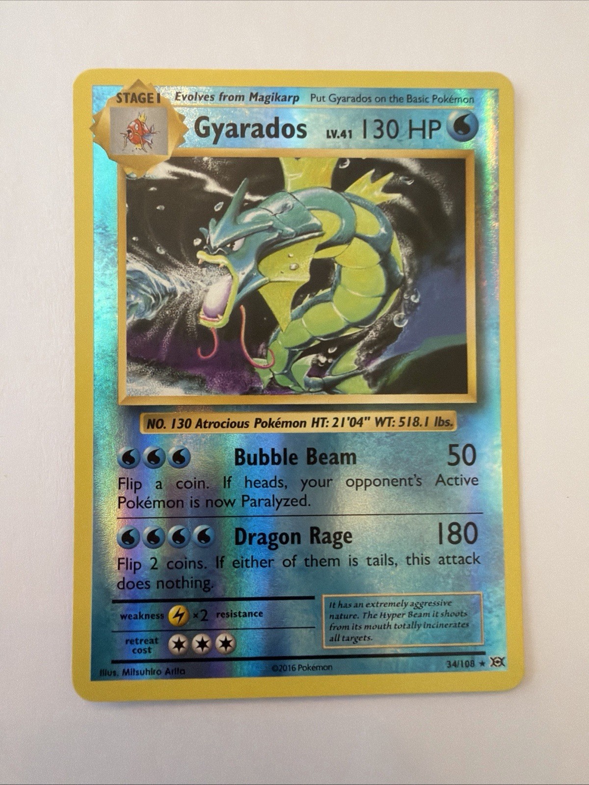 Gyarados Pokemon Reverse Holo Rare #34/108 XY Evolutions
