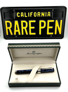 Montegrappa HARMONY Marble Blue Celluloid Fountain Pen 18K Med nib MINTY Boxed